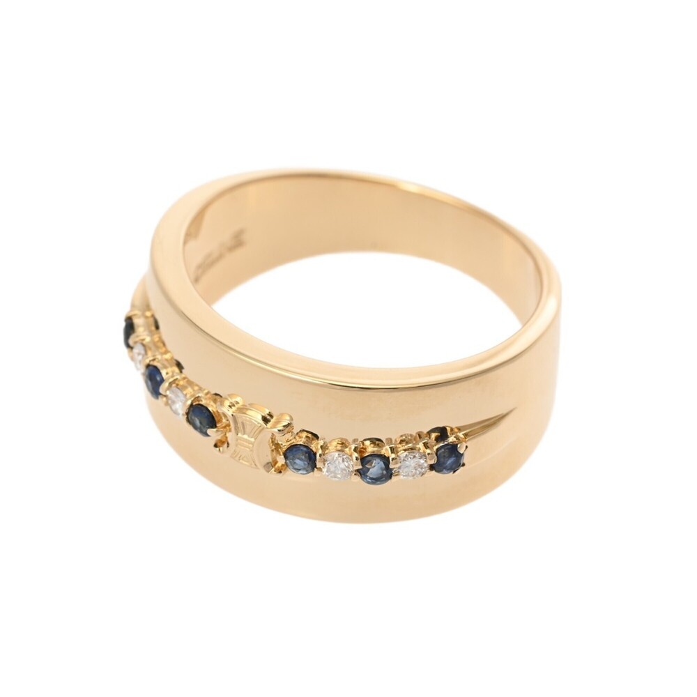 CELINE Diamond and Blue Sapphire Ring, Size #1, Women's, 18K Yellow Gold (YG)... - Picture 3 of 9